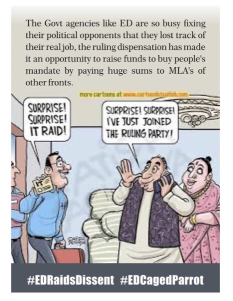 naseermulky's tweet photo. No matter how currupt you are, if you join BJP, neither ED nor NIA will touch you.
#EDRaidsDissent #EDCagedParrot https://t.co/43kJN6Fyje