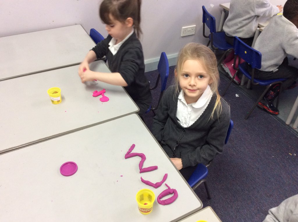 room3P2's tweet photo. Trying out our new playdough from Santa by making words containing our ea and ar sounds and some of our common words. https://t.co/sOLwPxt3sQ
