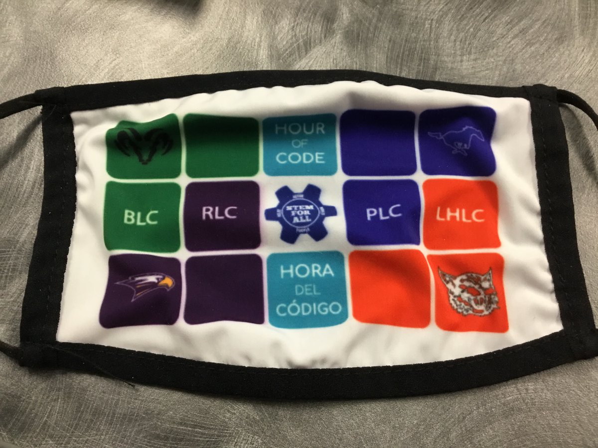 Shout-out to Amiee H. in the Stem &amp; Innovation Dept. for designing and creating the Hour of Code face masks she shared with us!  <a href="/RISD_STEM4All/">RISD_STEM4All</a> <a href="/ohemustangs/">Jen Wills</a> <a href="/LIBRARIESinRISD/">Richardson ISD Library & Information Technology</a>