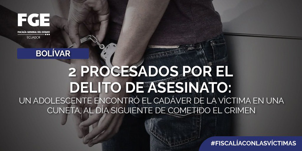 FiscaliaEcuador's tweet photo. #ATENCIÓN | #Bolívar: prisión preventiva para 2 procesados por presunto asesinato. #FiscalíaEc presentó los elementos de convicción que hacen presumir su responsabilidad en el delito imputado. #FiscalíaConLasVíctimas Detalles ⬇️
https://t.co/KoZ2CZqpUO https://t.co/FcoPZHIWKg