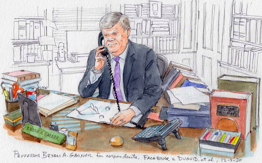 Would you hold the phone to your ear like Professor Bryan Garner? Go with the Britney Spears headset like  @KannonShanmugam?Use the speaker like  @SEHarringtonDC?P.S. You can see more from  @Courtartist on our insta:  https://www.instagram.com/scotus_blog/ 