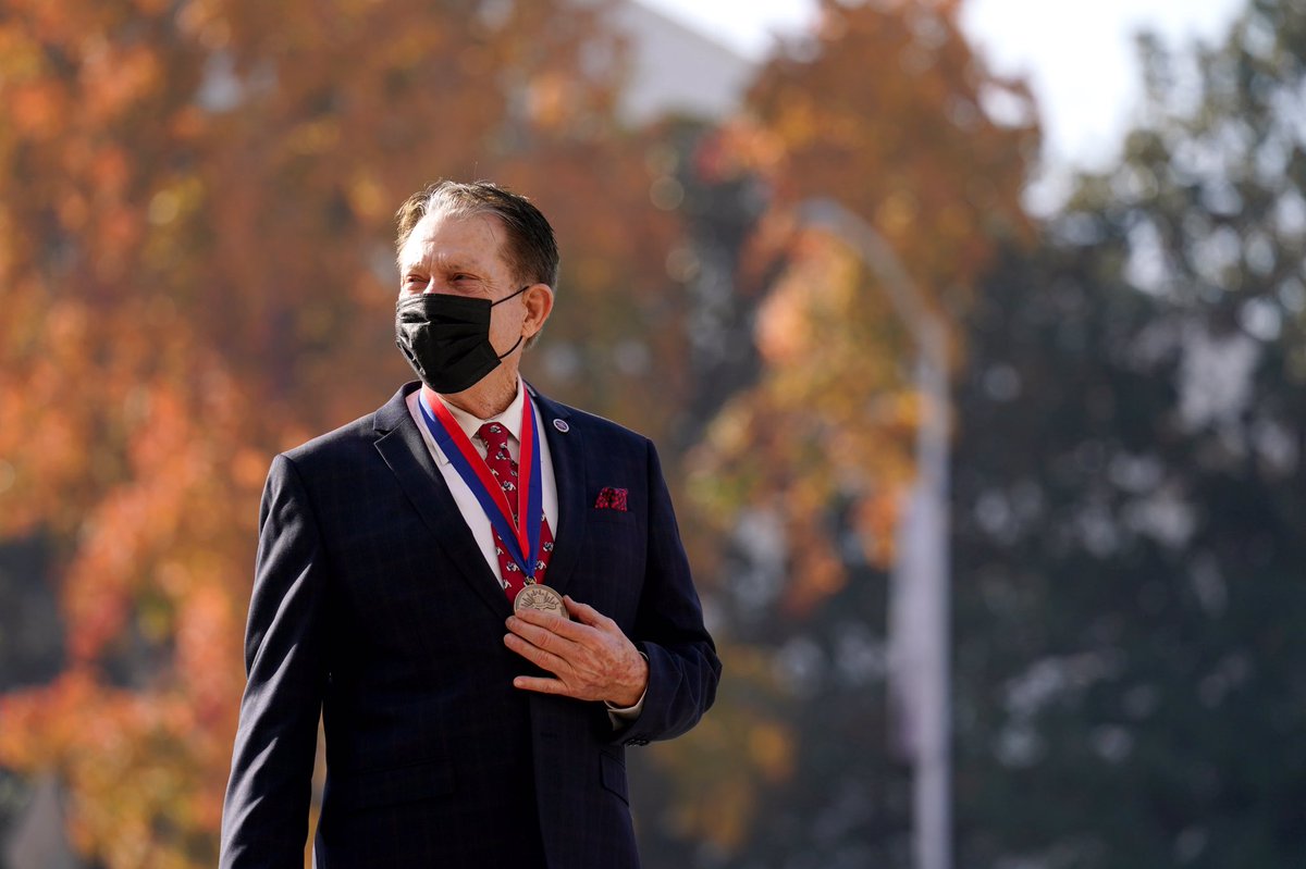 What an honor to receive the President’s Medal of Distinction from Dr. <a href="/JosephICastro/">Joseph I. Castro</a>. It was a wonderful surprise. Thank you from the bottom of my heart!  Proud to be and represent <a href="/Fresno_State/">Fresno State</a>. Go ‘Dogs! 🐾🎉