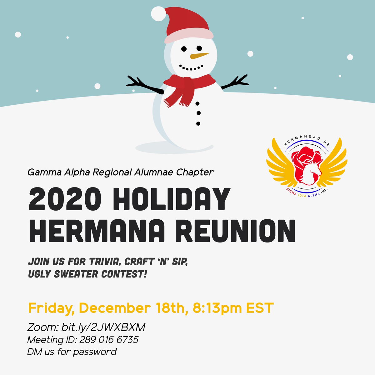 sia_gammaalpha's tweet photo. Next Friday GA is excited to host an Hermana reunion ♥️ You will NOT want to miss this ! 

Please check your email or the links in our bio for further information! We hope to SIA THERE! 🤩☃️ https://t.co/aeNmz9j7ns