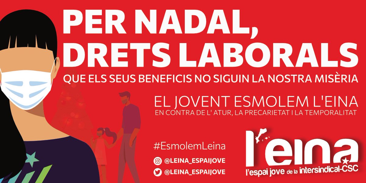 EINAnacional's tweet photo. ⚙ | Avui hem presentat la campanya "per Nadal, drets laborals" a #Lleida, per lluitar contra l'atur, la precarietat juvenil i la temporalitat. És hora d'organitzar el jovent. #EsmolemLeina https://t.co/3jGA5EskYu