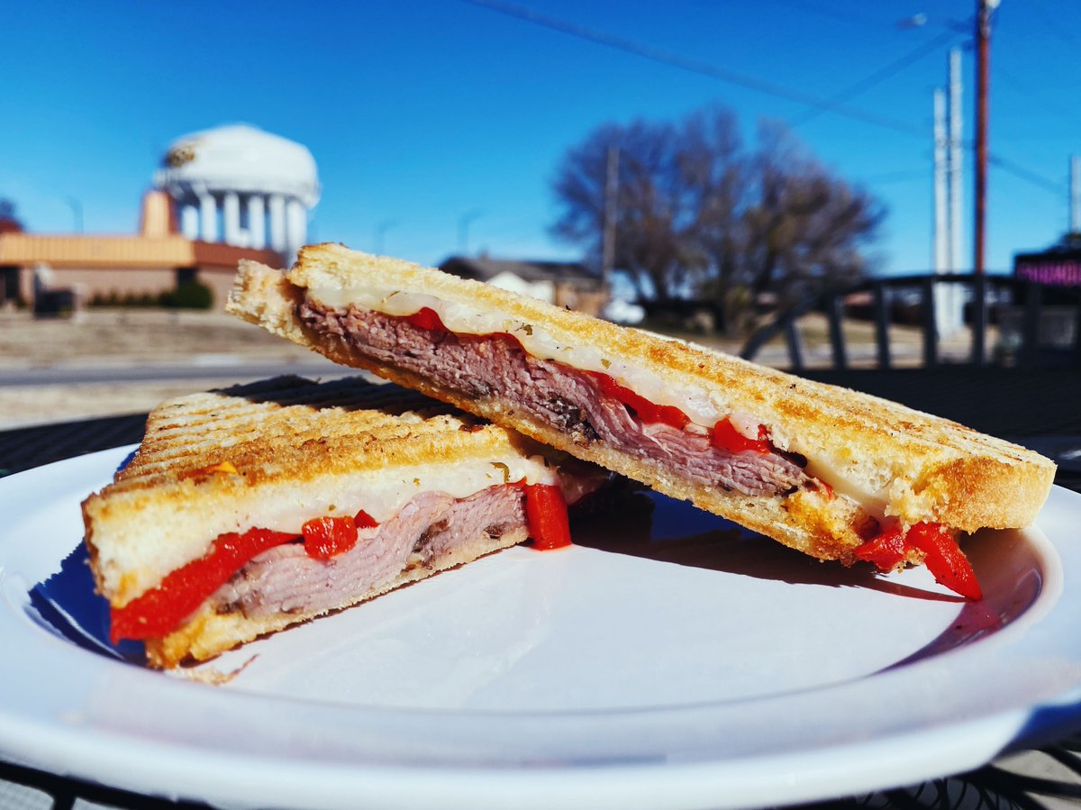 Did you know we have a roast beef panini? Our Roasty Toasty is served on Italian bread, with roast beef, roasted red peppers, provolone cheese, and a Greek feta dressing. We are open for dine-in, take-out, and delivery through Doordash and GrubHub. #FairmountFavorites