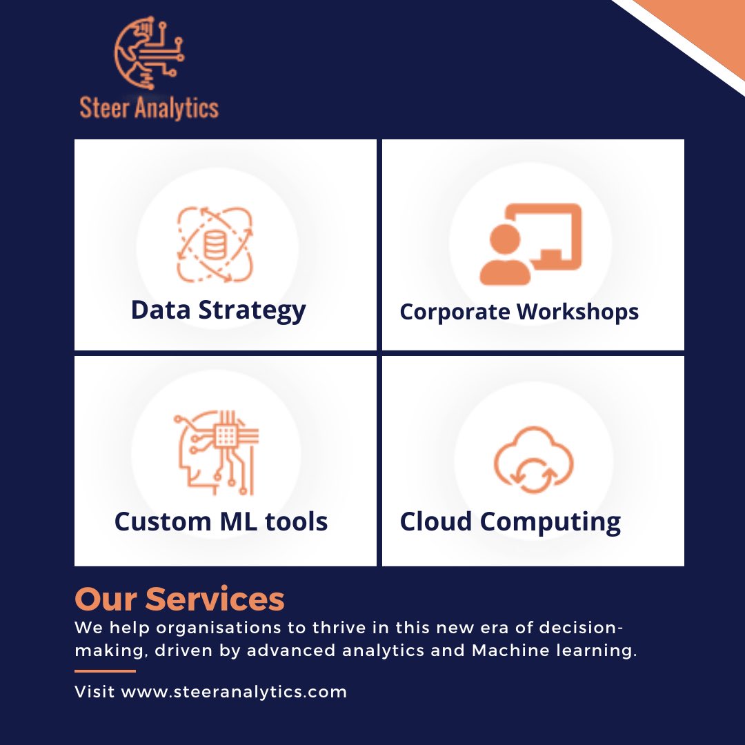 Apart from building data science tools and solutions, we offer different data services aimed at helping businesses embrace the new age of data-driven decision making.

#teamsteer #steeranalytics #datascience #datadrivebusiness #data