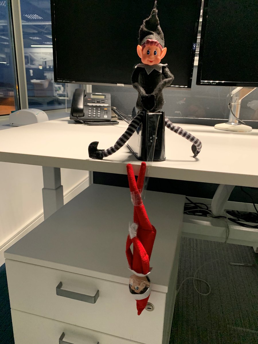 Our poor elf Buddy getting caught up in our office today!🎅🏼
