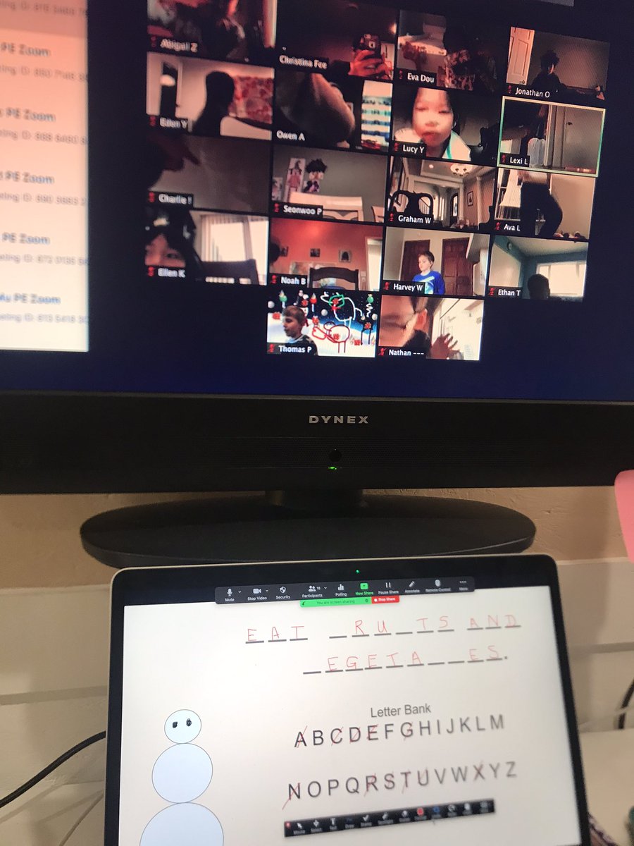 PE students worked together to guess letters, exercise and try to solve the puzzle before Mrs. Fee could finish building her snowman! #d30learns <a href="/MrsHoffmanW30/">Mrs. Hoffman</a>