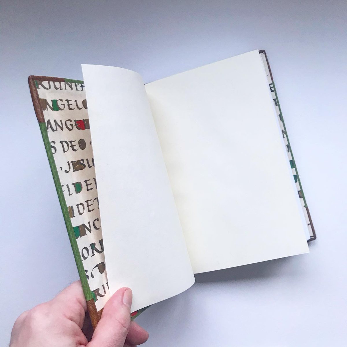 bailemorbooks's tweet image. I’m still quite enamoured with this half leather binding finished a couple weeks back. Especially the coordinating endsheets and buckram.
.
.
.
#bookbindersofinstagram #endsheets #handbound #halfleather #halfleatherbinding #calligraphy