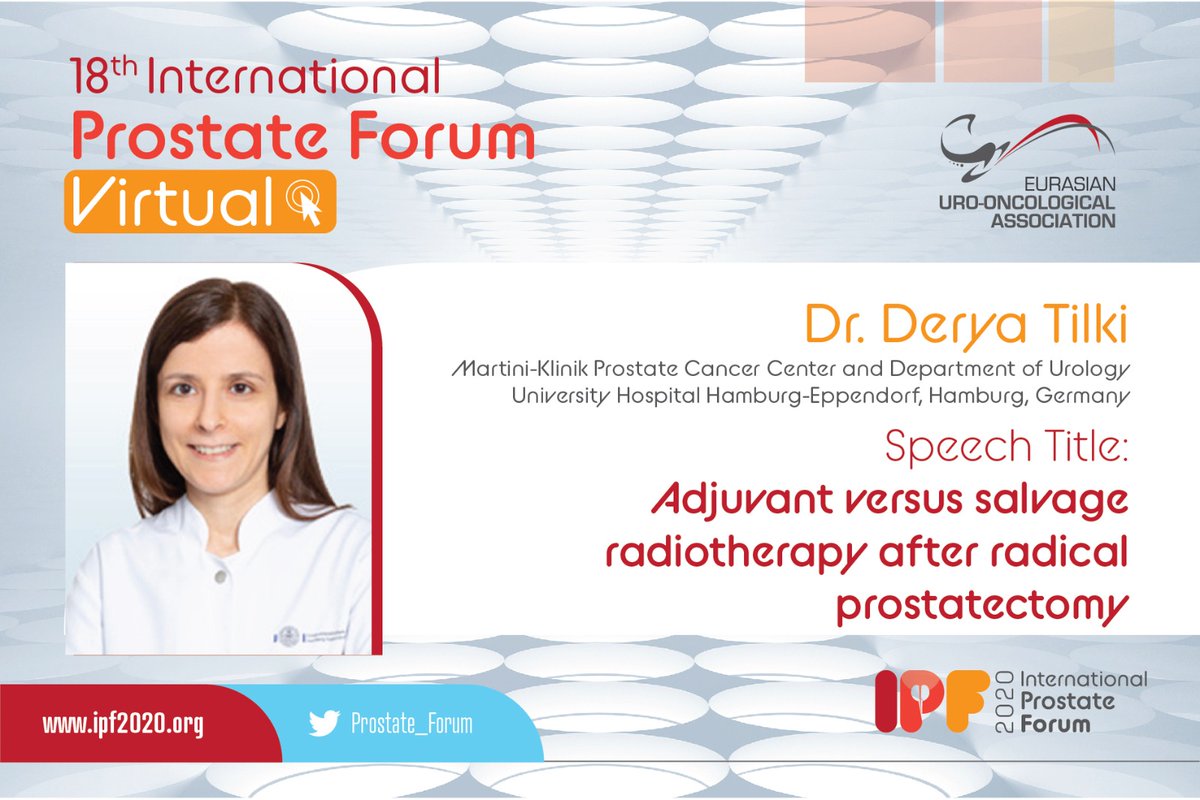 We encourage you to follow Dr. Derya Tilki's exciting speech about "Adjuvant versus salvage radiotherapy after radical prostatectomy"
 <a href="/Tilki_De/">Derya Tilki, MD</a> 

ipf2020.org