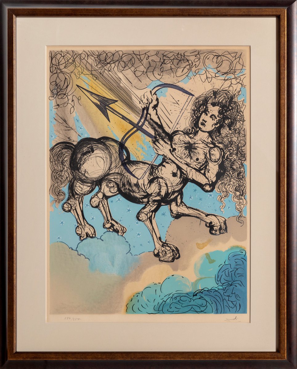 Calling all #Sagittarius!♐️ The #firesign is known for its independent spirit. Represented by the #centaur, a creature of higher intelligence &amp; depicted as an archer 🏹 #Lithograph by #SalvadorDali @ RoGallery.com! #surrealism #zodiac #horoscope #sagittariusseason
