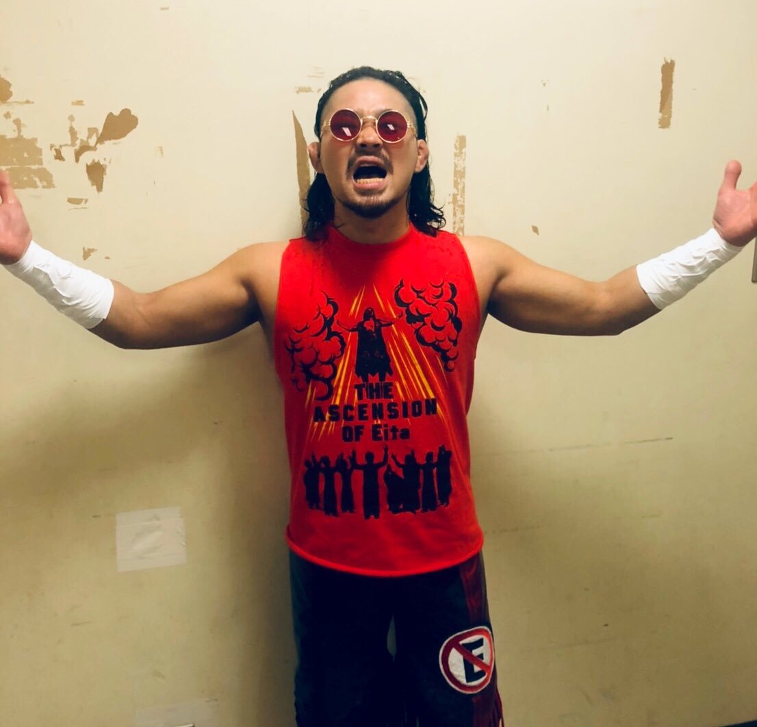 Eita- super j cup 2016 LOOK IT UP on njpw world- bffs w/ despe- despe is numero dos, eita is numero uno- lovs mexico i think- had questionable hair- got shaved once and bald eita was a TIME- u can find a video of him practicing counting in spanish on yt- EITA NO MOLESTAR