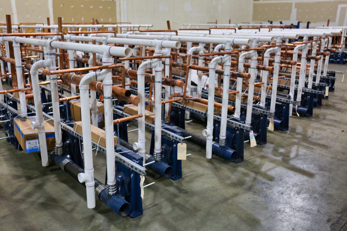 gojcm_official's tweet photo. Today we have a look at what goes behind those walls in an office building core bathroom. Having the capability to produce a large volume of prefabricated bathrooms ensures success. Here you see hundreds of @ZurnIndustries Carrier Groups assembled, fabricated, tested, and ready. https://t.co/zL2y9GuryT