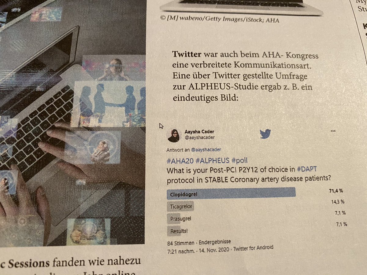 The #cardionews journal by @DGK_org doing a fantastic job of integrating Tweets from #aha20 into their reporting. @TRassafMD @thiele_holger @aayshacader @iamritu @manesh_patelMD @KardiologieHH @YoungDgk