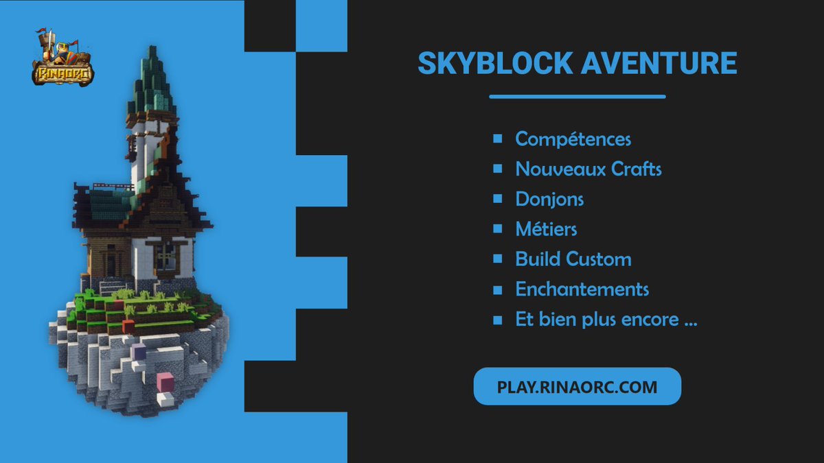Rinaorc's tweet photo. 🌳Ouverture du Skyblock Aventure sur Rinaorc!

Disponible dans toutes les versions minecraft.

📢Tentez de remporter un des 3 coupons boutique de 50€ en retweetant ce tweet. (tirage  au sort des 3 gagnants dimanche 13.)

Venez vite le découvrir!
Ip: https://t.co/xTJfX4oMtL https://t.co/wwxmnSZy0I