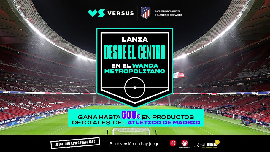 VERSUSapuestas's tweet photo. 𝗖𝗢𝗡𝗖𝗨𝗥𝗦𝗢 🏟️ Tú y tu colega lanzando desde el centro en el Wanda @Metropolitano y ganando hasta 600€ en productos oficiales del @Atleti, piénsalo 😏 

☑️ Síguenos
🔁 RT
✍️ Menciona un colega + #DesdeElCentroByVERSUS

PD: Tranqui, por muy 📦 que seas hay premio seguro 😜 https://t.co/aqdiGX8cWT