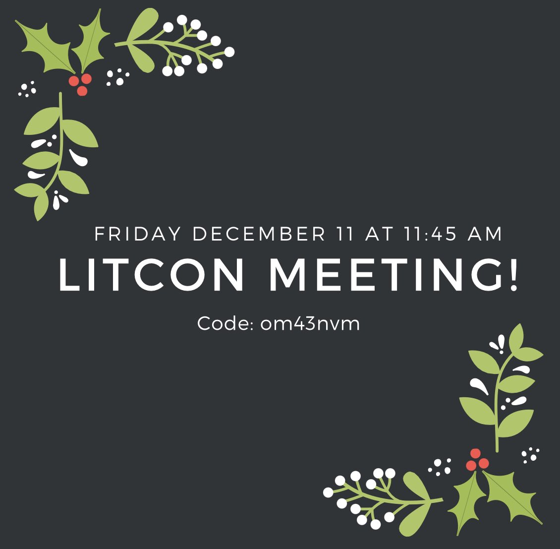 jchsLitCon's tweet image. Happy Friday members! Today’s meeting will start at 11:45 am because of the extended period 4. Hope to see you there!