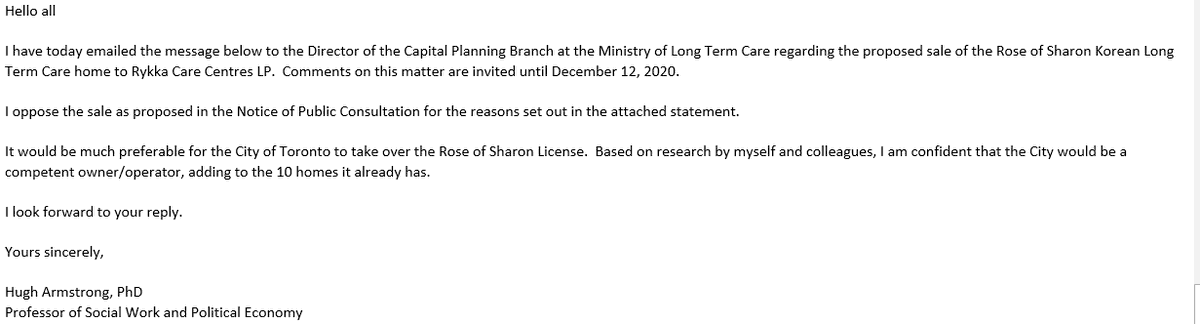 JILLSLASTWORD's tweet photo. We must protect Rose of Sharon LTC from being taken over by a for-profit corporation with a poor track record during COVID-19. 

So glad that experts like Huge Armstrong are stepping up and lending their voices to this effort! #onpoli https://t.co/ods9glD9eZ
