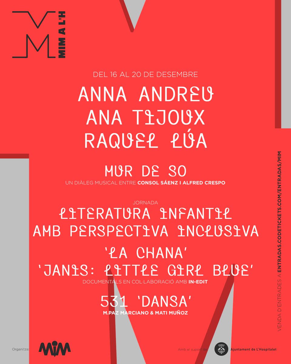 Taller de Músics (@tallerdemusics) on Twitter photo El diumenge 20 de desembre, a les 13h, <a href="/raquel_lua_/">Raquel Lúa</a> actuarà a L'Hospitalet de Llobregat, dins del cicle d'activitats culturals organitzat per la <a href="/AsociacionMim/">ASOCIACIÓN MIM</a>.
Entrades aquí ⤵
entradas.codetickets.com/entradas/raque… El diumenge 20 de desembre, a les 13h, <a href="/raquel_lua_/">Raquel Lúa</a> actuarà a L'Hospitalet de Llobregat, dins del cicle d'activitats culturals organitzat per la <a href="/AsociacionMim/">ASOCIACIÓN MIM</a>.
Entrades aquí ⤵
entradas.codetickets.com/entradas/raque…