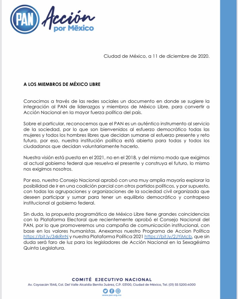 MarkoCortes's tweet photo. .@AccionNacional es un verdadero instrumento al servicio de la sociedad, por lo que son bienvenidas las mujeres y hombres de @MexLibre_ que decidan sumarse al esfuerzo democrático de corregir el presente y al gran reto de construir un mejor futuro para México. https://t.co/b6aMVVHOCR