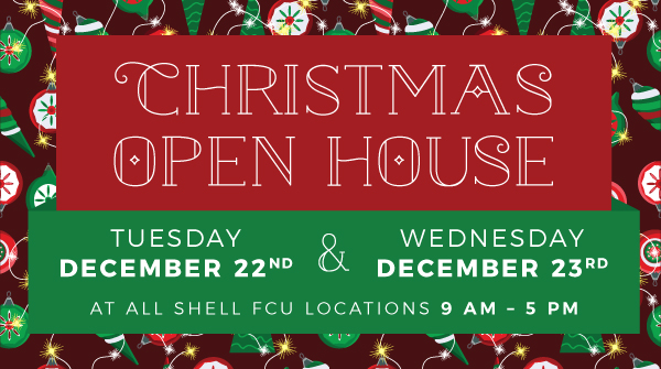 FCUTeam's tweet image. 🎄#ChristmasOpenHouse🎄

📍 ALL @shellfcu locations!

Cookies, beverages, 2021 calendars &amp;amp; almanacs while supplies last. 

Plus gift cards drawings for kids 12 and under.
