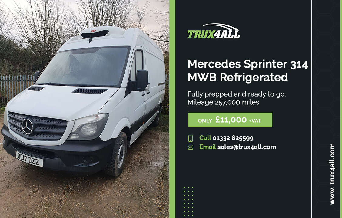 trux4all's tweet photo. FOR SALE: Mercedes Sprinter 314 MWB Refrigerated. Call 01332 825599 for more information.
#trux4alloccasions #renault #trucksales #lowcostvehicles https://t.co/d8npjzHIqt
