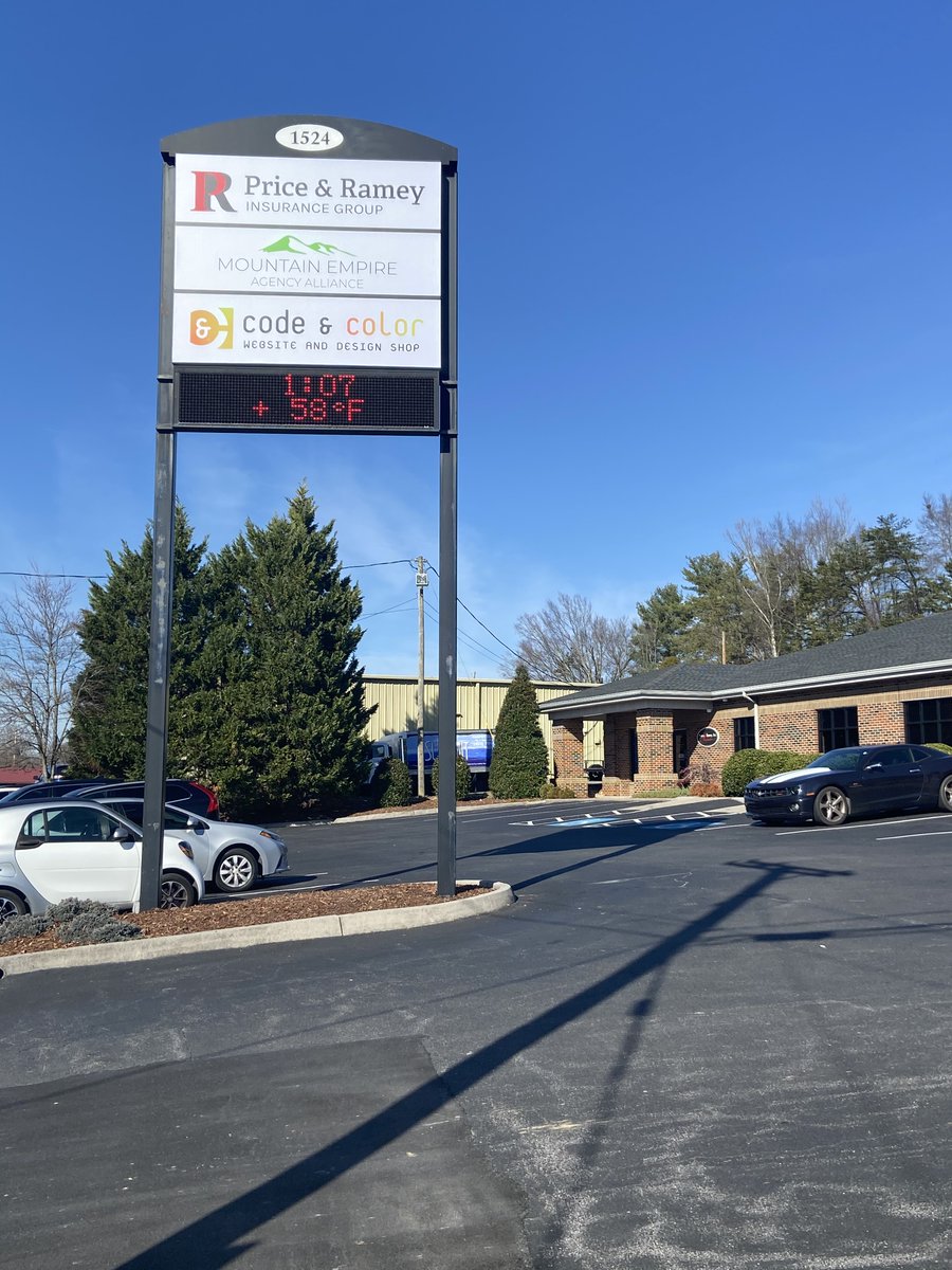 codecoloragency's tweet image. Did you know that most of the Code &amp;amp; Color team works remotely? Though we do still have our main office located in Kingsport, TN. This week we had a new sign installed to feature our logo-- thank you Snyder Signs!

#NewSign #CodeandColor #Logo #CorporateOffice