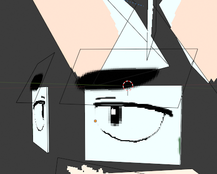 since eyes are very expressive, i thought they needed more care than most other parts of his headso they're composed of 2 layers, the eyes itself, which also uses transparency, and the pupils