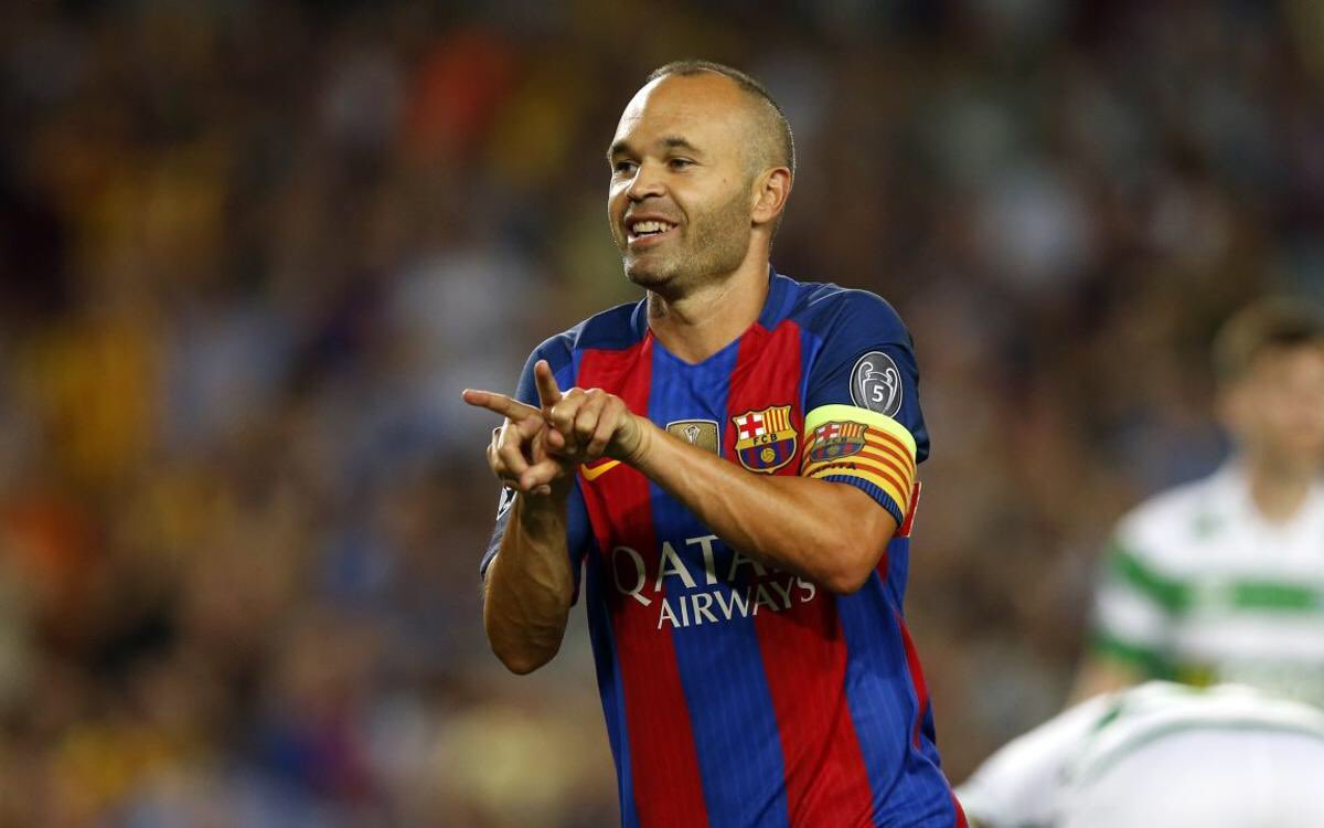 Palmarès d’Iniesta : • Barcelona •La Liga: 2004–05, 2005–06, 2008–09, 2009–10, 2010–11, 2012–13, 2014–15, 2015–16, 2017–18-Copa del Rey: 2008–09, 2011–12, 2014–15, 2015–16, 2016–17, 2017–18-Supercopa de España: 2005, 2006, 2009, 2010, 2011, 2013, 2016-
