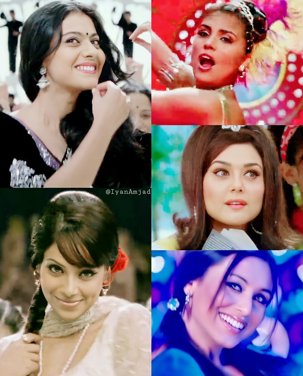  @itsKajolD,  @bipsluvurself,  @LaraDutta,  @realpreityzinta and Rani Mukerji did a special appearance in the song 'Phir Milenge Chalte Chalte'. They all looked gorgeous with  @iamsrk in it.They perfectly portrayed actresses from different areas.  #12YearsOfRabNeBanaDiJodi