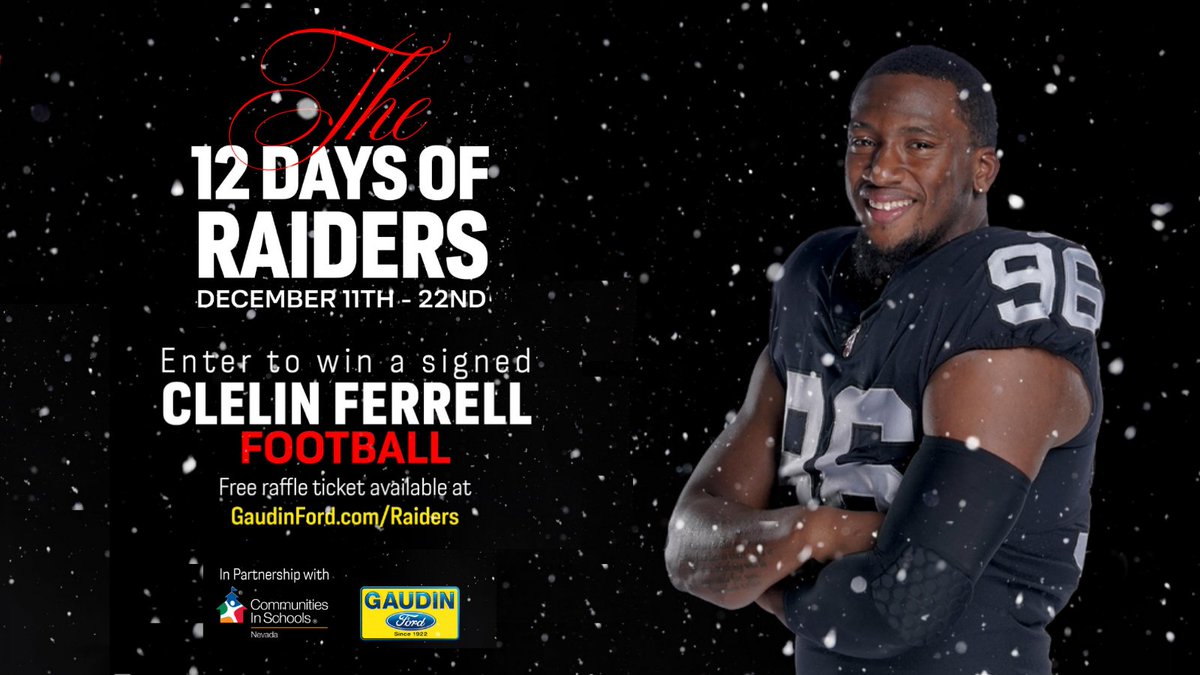 CIS_Nevada's tweet photo. CIS is so excited to participate in #The12DaysofRaiders! ⚫️⚪️ Enter the free online raffle for a chance to win a signed football 🏈 by Raiders DE #ClelinFerrell! Enter today at https://t.co/ELeKgzdGFu and Like the
@GaudinFord Facebook Page! @Cle_Missile #GaudinFord #AllinforKids https://t.co/mbATKhgNm1