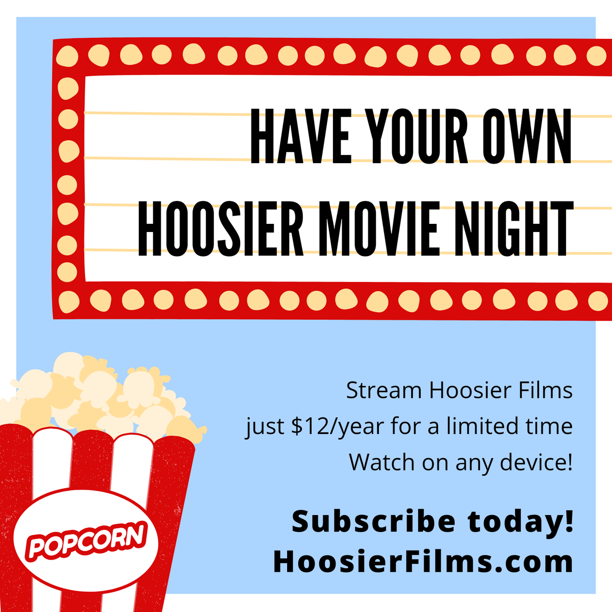 Hoosier_Films's tweet photo. Looking for a fun, socially-distanced activity this holiday season? Schedule a #watchparty with family and friends and share the joy of #indiefilms.
#watchlocal #HoosierFilms #Indianafilm #indiefilm #localfilm https://t.co/kUOgkuitPN