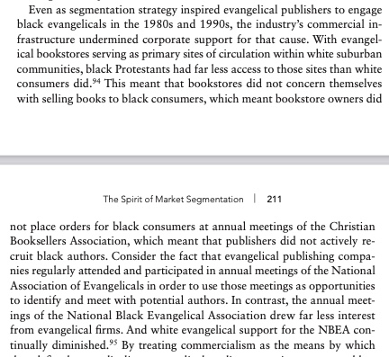 17/ *Evangelicals of color* I show how niche marketing strategies became a technique of embracing non-white consumers, especially Black and Latinx evangelicals. But I'd love to see others explore this ongoing shift more fully.