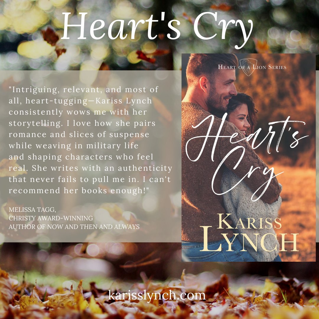 One of the coolest parts of this author journey is building relationships with other authors. @Melissa_Tagg is a friend and an INCREDIBLE writer. I'm so thankful for her kind words about Heart's Cry. And did I mention she just won a Christy Award? Check out her #books!