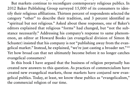 16/ *Spirituality/nones/mainline Christians* How does the business of religion blur supposed boundaries between religious cultures? Evangelical culture is prevalent in seemingly unexpected places, and its commercial prevalence is part of why.  @tanyaluhrmann helps show this.