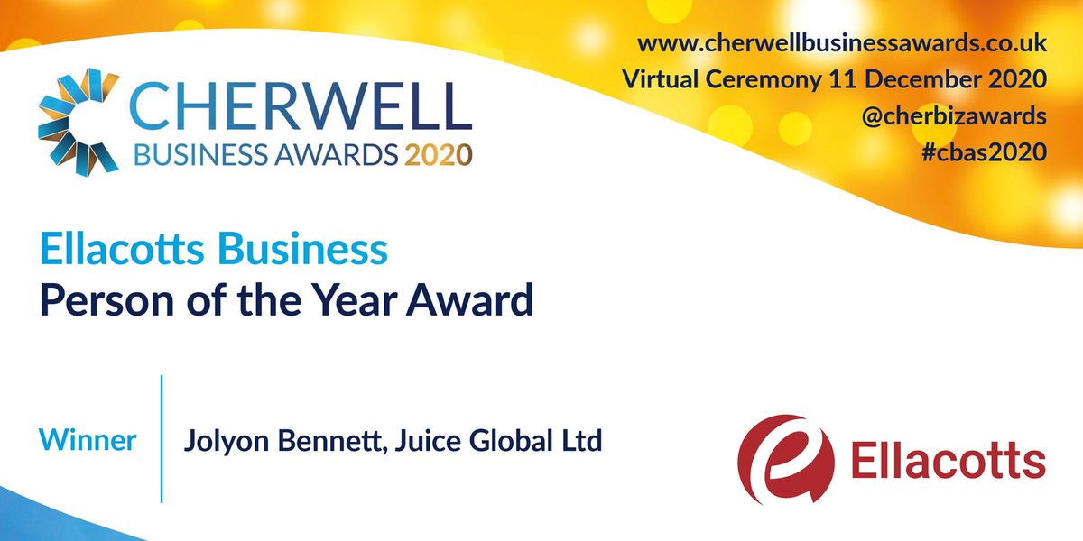 The Winner of the...

⭐️Business Person of the Year Award⭐️ sponsored by <a href="/Ellacotts/">Ellacotts</a> is:

🏆Jolyon Bennett, Juice Global Ltd🏆

<a href="/JuiceOfficialUK/">Juice UK</a> <a href="/cbas2020/">nieto sebastian</a> #awards