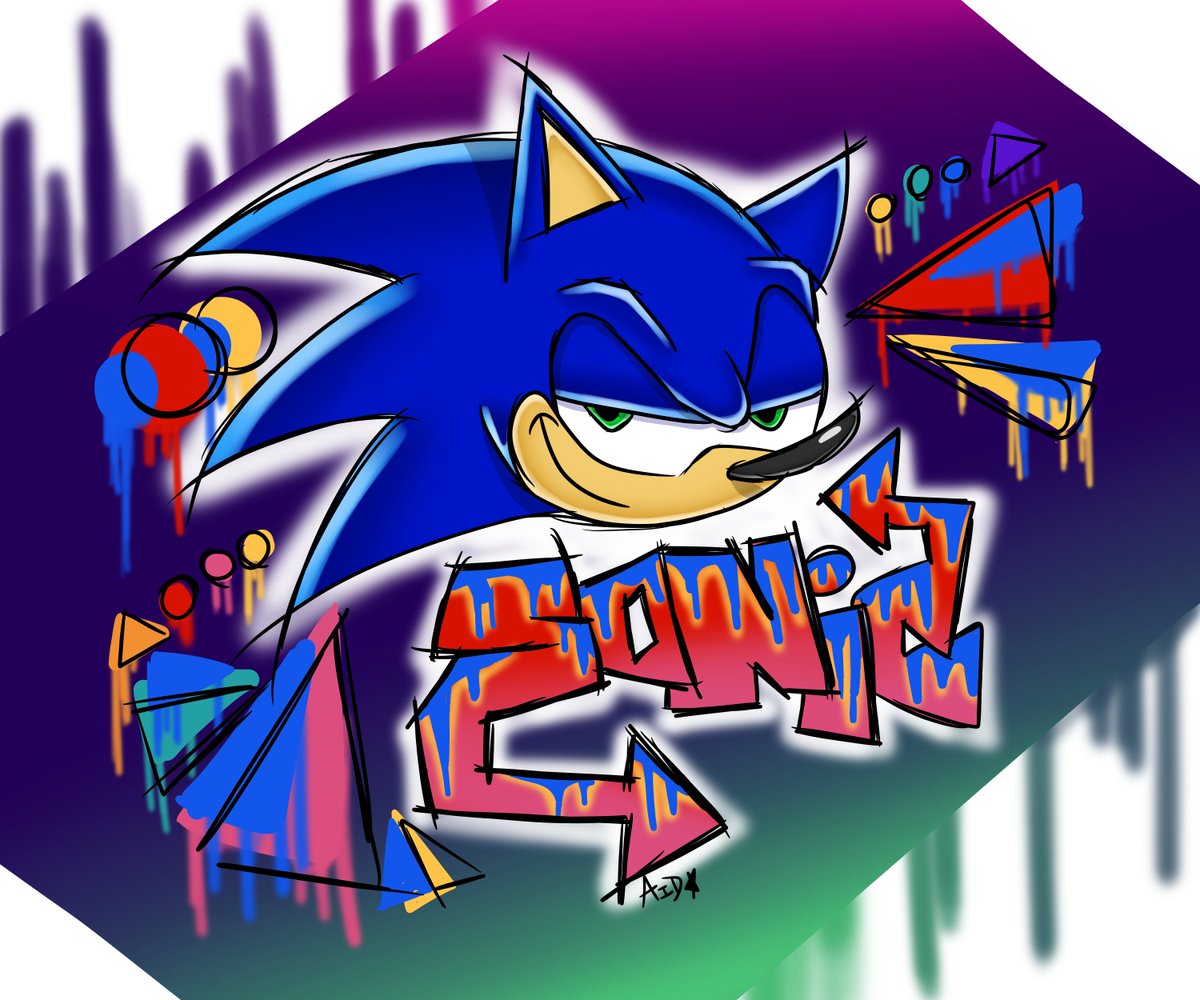 aidanaidaidan's tweet photo. tried out a bit of a different coloring style on this, thought it'd be fun to take inspiration from graffiti art

#SonicTheHedgehog #graffiti #sonicfanart https://t.co/6hpu9gDrvd