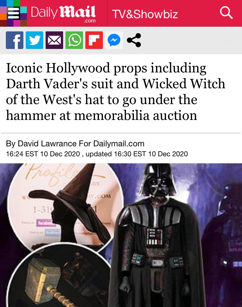 Check out the link in our bio to learn more about our upcoming December 18th auction! 💥 With ionic props from films such as Star Wars, The Wizard of Oz and Avengers: Age of Ultron, there is certainly something for everyone!