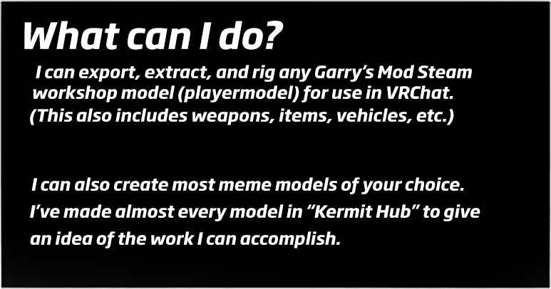 Elemental_VR's tweet photo. 🤠 I've started doing Garry's Mod exports &amp; meme avatar commissions for VRChat! I'm currently open for anything! https://t.co/Qu1FI3perG