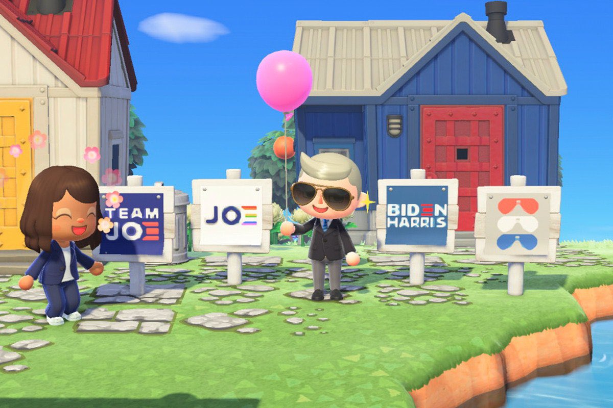 3/ Stuck at home during the pandemic, people began to express themselves through digital worlds. Some even put up Biden / Harris yard signs in Animal Crossing