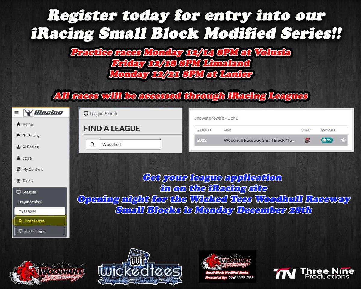 Woodhull Raceway (@woodhullpr) on Twitter photo Some have asked how to register- follow this graphic to get applied to our league inside iRacing Leagues. Some have asked how to register- follow this graphic to get applied to our league inside iRacing Leagues.