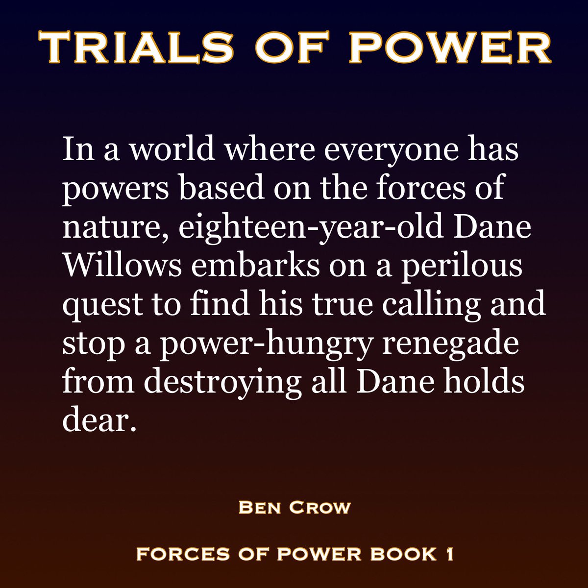 benacrow's tweet photo. TRIALS OF POWER, book 1 of my debut young adult fantasy series, FORCES OF POWER, will be published and available for purchase starting January 11th, 2021 in eBook and paperback formats on https://t.co/zA8K2MVn2w! 🎉📖

This is only the beginning... 😉

#trialsofpower #author #kdp https://t.co/uIYLxn5ghS