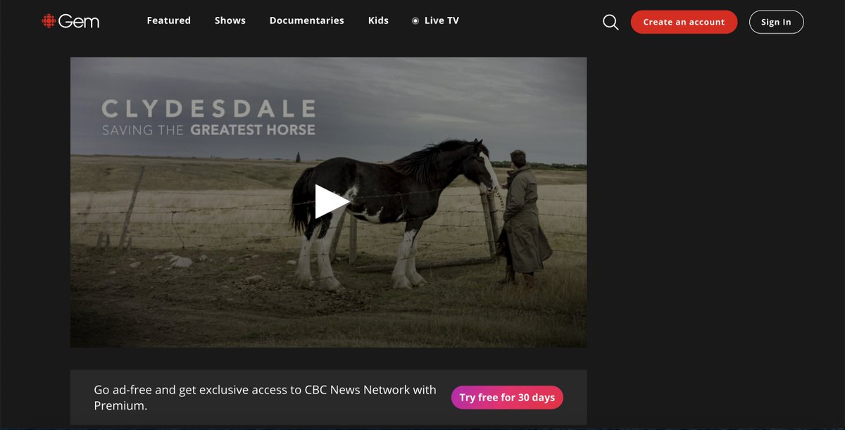 saveclydesdales's tweet photo. Starting today, Canadians can watch Clydesdale: Saving the Greatest Horse for free on CBC GEM. @cbcgem #savetheclydesdale

https://t.co/v1RHcw1Bfy https://t.co/r4nlnxzAUr