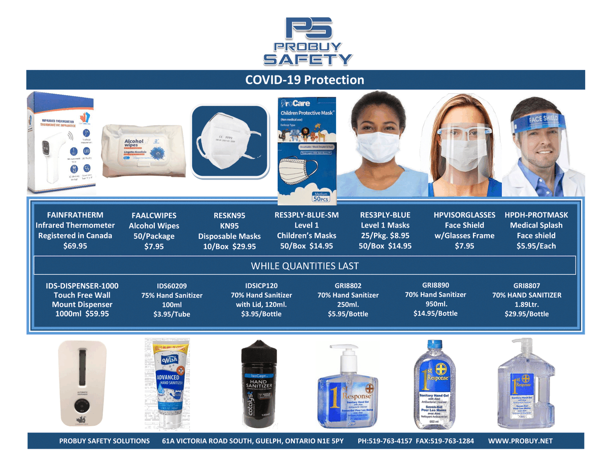 The Ontario government has placed Guelph and Wellington County in the red control level of its COVID-19 response framework. Get your home and your business prepared for extra cleaning and protection at Probuy Safety Solutions.