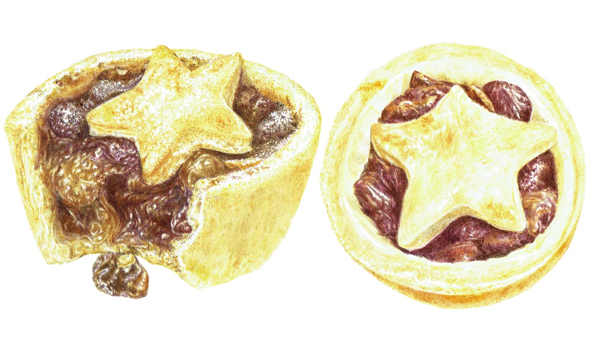 Mince pie drawing season! #richgold #colour_collective #foodillustration #MincePies <a href="/Clr_Collective/">Colour Collective</a> <a href="/kedgeree/">Kerry Wakefield</a>