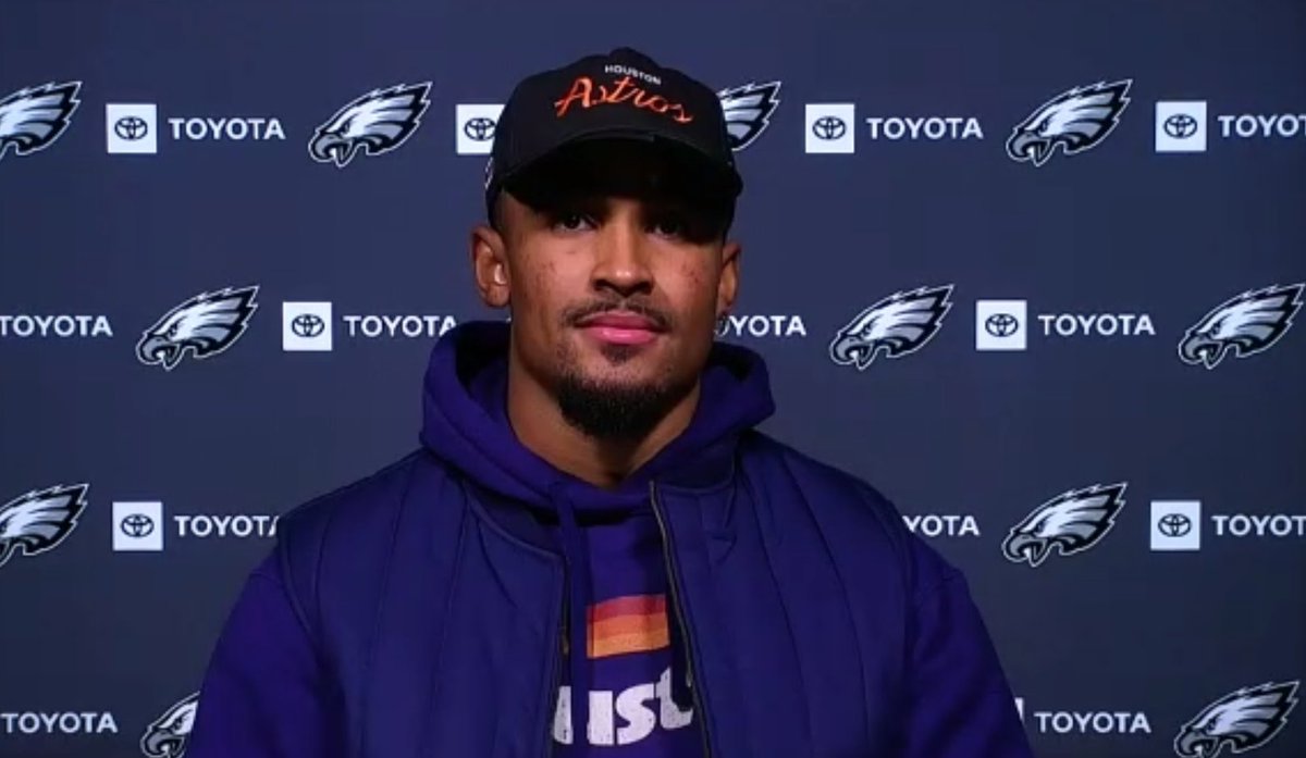 Kristen Rodgers on X: Jalen Hurts may be wearing Houston Astros gear, but  don't worry - he says he has his Phillies and Sixers gear on deck.  #FlyEaglesFly  / X