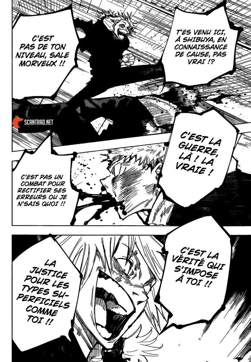 Il essaye de lui faire comprendre que sur un champ de bataille il n’y a pas de place pour essayer de rattraper ces erreurs ou se racheter comme le fait Yuuji Le discours de Mahito montre que la notion du bien et du mal n’existe tout simplement pas dans Jujustu Kaisen