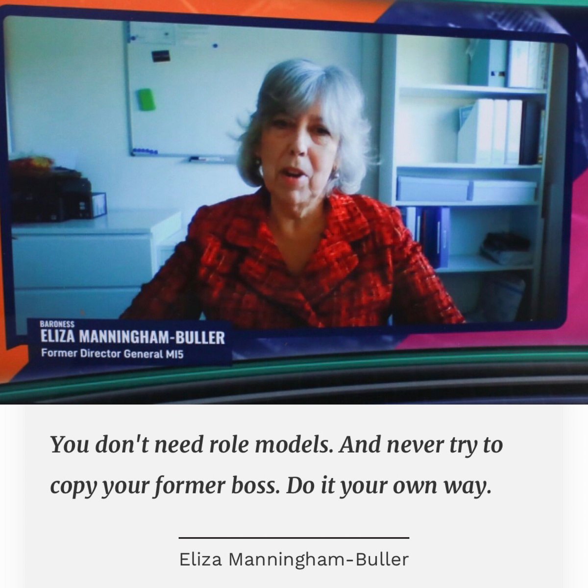 s_devonshire's tweet photo. One of my absolute highlights of @TheMarketingSoc global #BraveGetTogether conference this year was Dame Eliza Manningham-Buller, Chair @wellcometrust . Great to see her ranked as on of @Forbes 100 most powerful women in the world. #leadership https://t.co/VGq3P4tLOD