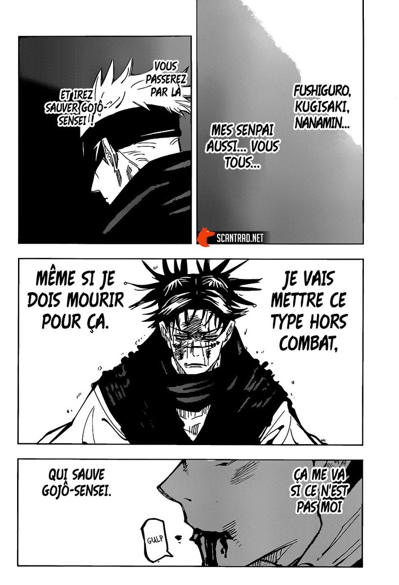  #spoil Mais contrairement à avant où il avait peur de mourir, Yuuji est serein et accepte même la mort Il a eu une évolution mentale