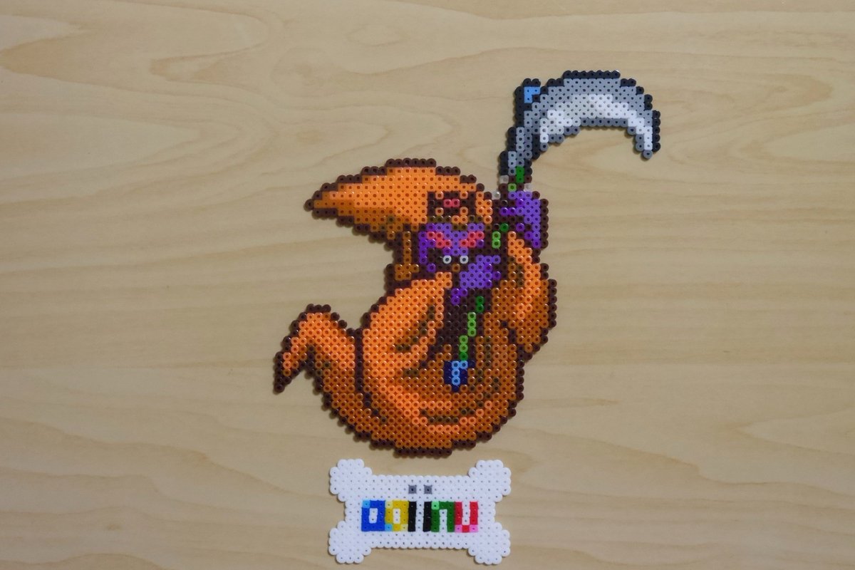 あおいいぬ しにがみ ゆうれいの時は顔がハッキリしなかったけど今回はバッチリ顔色の悪さを表現できた ドラクエ ミニフューズビーズ